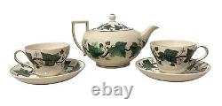 Wedgwood Napoleon Ivy Vintage Tea Set With Pot, Cups & Saucers Made In England