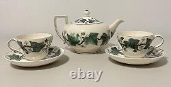 Wedgwood Napoleon Ivy Vintage Tea Set With Pot, Cups & Saucers Made In England