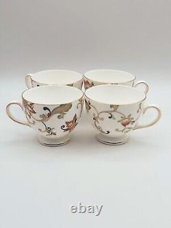 Wedgwood Oberon Footed Cups & Saucers Bone China England Set of 4