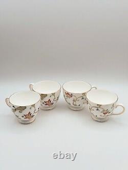 Wedgwood Oberon Footed Cups & Saucers Bone China England Set of 4