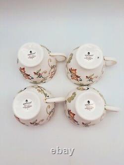 Wedgwood Oberon Footed Cups & Saucers Bone China England Set of 4