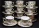 Wedgwood Oberon Leigh Shape Footed Tea Cup & Saucer Bone China England Set of 11