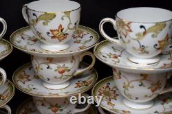 Wedgwood Oberon Leigh Shape Footed Tea Cup & Saucer Bone China England Set of 11