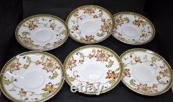 Wedgwood Oberon Leigh Shape Footed Tea Cup & Saucer Bone China England Set of 11