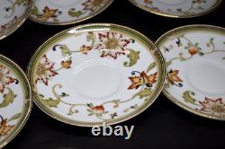 Wedgwood Oberon Leigh Shape Footed Tea Cup & Saucer Bone China England Set of 11