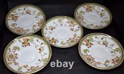 Wedgwood Oberon Leigh Shape Footed Tea Cup & Saucer Bone China England Set of 11