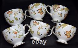 Wedgwood Oberon Leigh Shape Footed Tea Cup & Saucer Bone China England Set of 11