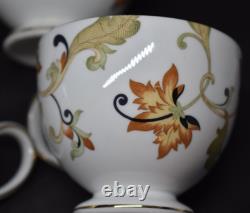 Wedgwood Oberon Leigh Shape Footed Tea Cup & Saucer Bone China England Set of 11