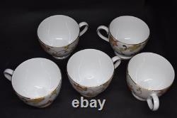 Wedgwood Oberon Leigh Shape Footed Tea Cup & Saucer Bone China England Set of 11