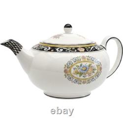 Wedgwood Runnymede Blue Teapot 4 Teacups Saucers Set W4472 Bone China England