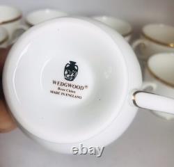 Wedgwood Set Bone China Made In England Cup Saucer Dessert Plate. White Gold