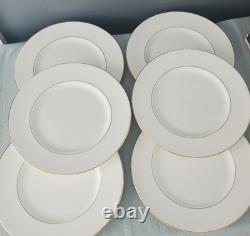 Wedgwood Set of 6 Gloucester Dinner Plates 10 3/4 Gold Rim Bone China Excellent