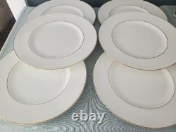Wedgwood Set of 6 Gloucester Dinner Plates 10 3/4 Gold Rim Bone China Excellent