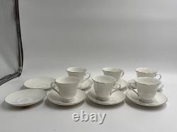 Wedgwood Signet Platinum Tea Cups & Saucers Set of 6 Bone China England New