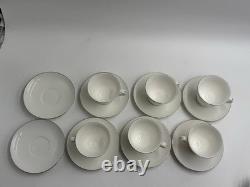 Wedgwood Signet Platinum Tea Cups & Saucers Set of 6 Bone China England New