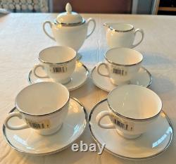 Wedgwood Sterling Bone China 4 Cup & Saucer Sets + Sugar Creamer NWT England