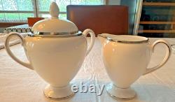 Wedgwood Sterling Bone China 4 Cup & Saucer Sets + Sugar Creamer NWT England