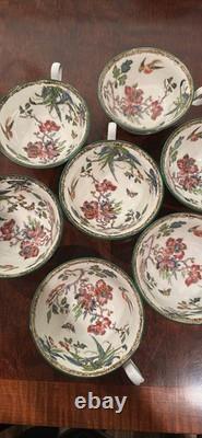 Wedgwood Swallow Bone China Cup Set Floral Bird Pattern England W1954 7 total