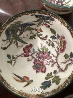 Wedgwood Swallow Bone China Cup Set Floral Bird Pattern England W1954 7 total