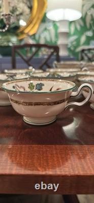 Wedgwood Swallow Bone China Cup Set Floral Bird Pattern England W1954 7 total