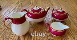 Wedgwood Swinburne Ruby Bone China Tea Service for 6, 24 piece, Vintage, England