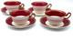 Wedgwood Swinburne Ruby Footed Teacups And Saucers Set Of 4 Bone China England