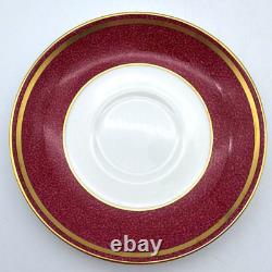 Wedgwood Swinburne Ruby Footed Teacups And Saucers Set Of 4 Bone China England