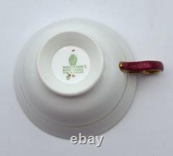 Wedgwood Swinburne Ruby Footed Teacups And Saucers Set Of 4 Bone China England