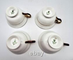 Wedgwood Swinburne Ruby Footed Teacups And Saucers Set Of 4 Bone China England
