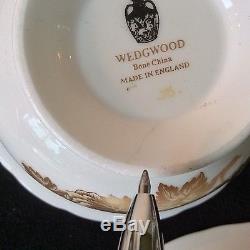 Wedgwood Tonquin Set 2 Cream Soup Bowls & Under Plates Bone China England W2488
