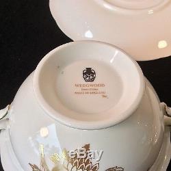Wedgwood Tonquin Set 4 Cream Soup Bowls & Under Plates Bone China England W2488