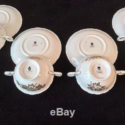 Wedgwood Tonquin Set 6 Cream Soup Bowls & Under Plates Bone China England W2488