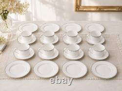 Wedgwood Vera Wang Grosgrain Bone China 24 Pc Set 8 Cups Saucers 8 Salad Plates