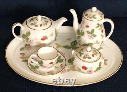 Wedgwood WILD STRAWBERRY Miniature Mini Coffee & Tea Set Made in England