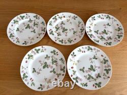 Wedgwood Wild Strawberry 20.5cm 8.07in Dessert Plate Set of 5 Bone China England