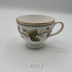 Wedgwood Wild Strawberry Archive Cup Saucers Set Of 2 Pair Bone China England