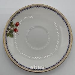 Wedgwood Wild Strawberry Archive Cup Saucers Set Of 2 Pair Bone China England