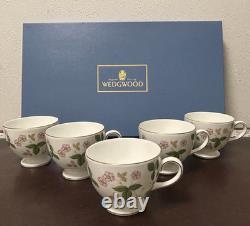 Wedgwood Wild Strawberry Cup & Saucer Set of 5 Bone China England Tea Set CS 5