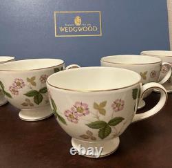 Wedgwood Wild Strawberry Cup & Saucer Set of 5 Bone China England Tea Set CS 5