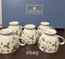 Wedgwood Wild Strawberry Cup & Saucer Set of 5 Bone China England Tea Set CS 5