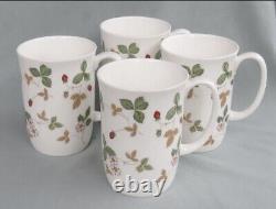Wedgwood Wild Strawberry Mug(s) 4 1/8 Set of 4 10 Oz Bone China England EUC